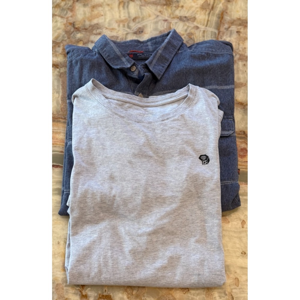 Mountain Hardwear Mens Shirt And T-Shirt Blue Gray Casual Outdoor 2XL Lot Of 2